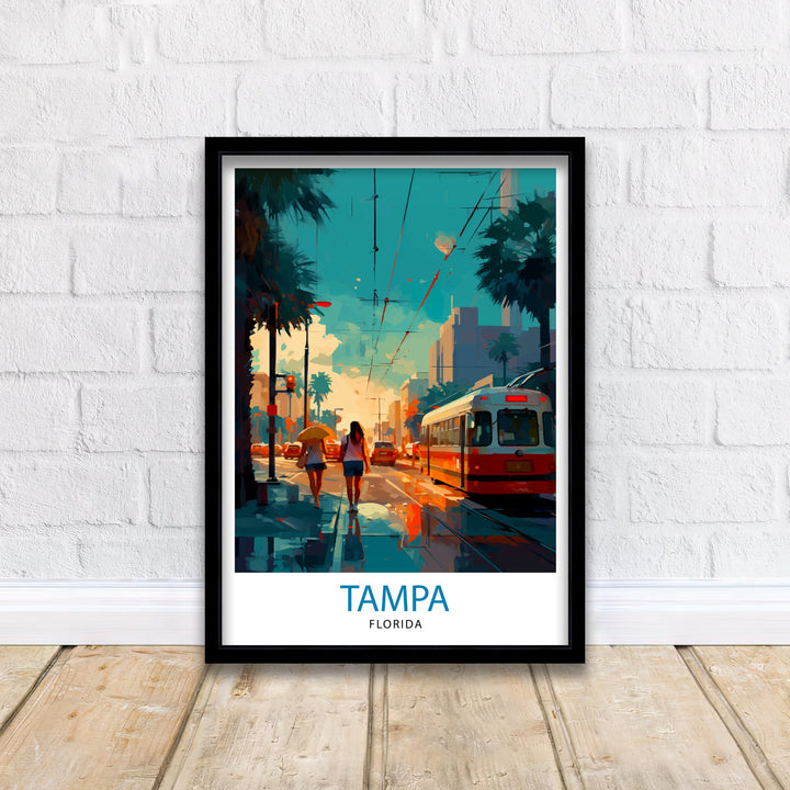 Tampa Bay Florida Travel Print Tampa Bay Wall Art Florida Poster, Tampa Bay Illustration Travel Poster Gift For Tampa Bay Florida Home Decor