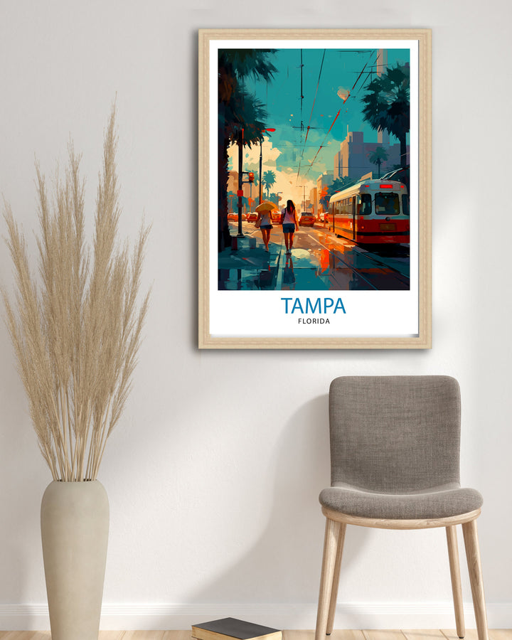 Tampa Bay Florida Travel Print Tampa Bay Wall Art Florida Poster, Tampa Bay Illustration Travel Poster Gift For Tampa Bay Florida Home Decor