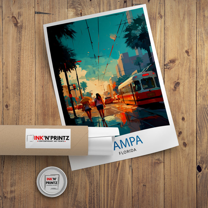 Tampa Bay Florida Travel Print Tampa Bay Wall Art Florida Poster, Tampa Bay Illustration Travel Poster Gift For Tampa Bay Florida Home Decor