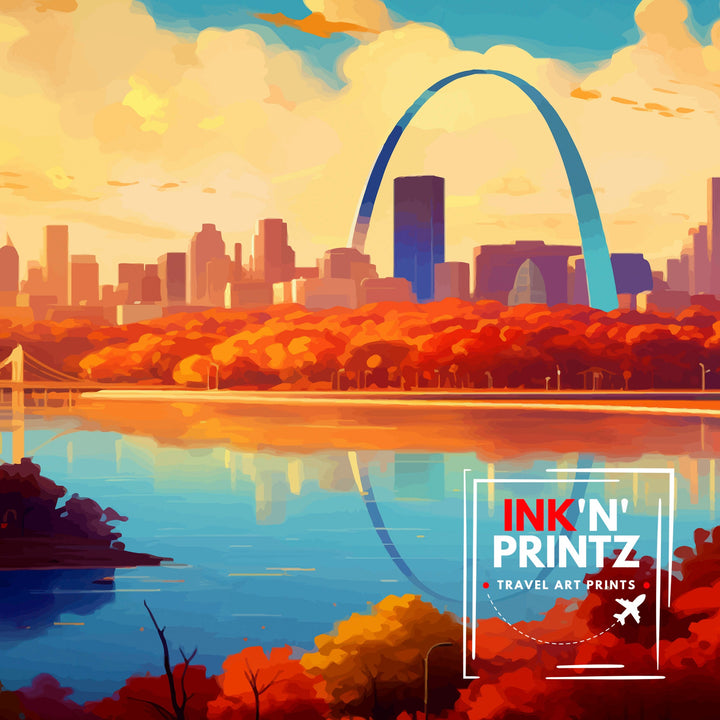 St. Louis Missouri Travel Print| St. Louis Wall Decor St. Louis Poster USA Travel Prints St. Louis Art Print St. Louis Illustration