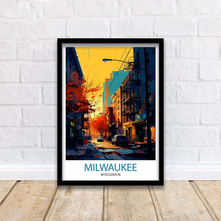 Milwaukee Wisconsin Travel Print| Milwaukee Wall Decor Milwaukee Poster USA Travel Prints Milwaukee Art Print Milwaukee Illustration