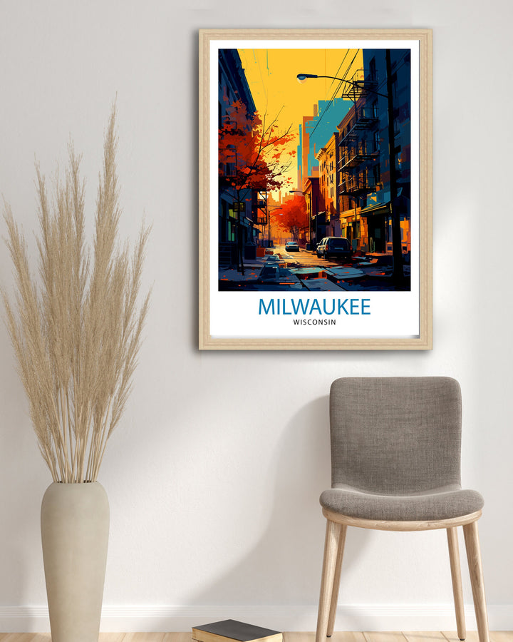 Milwaukee Wisconsin Travel Print| Milwaukee Wall Decor Milwaukee Poster USA Travel Prints Milwaukee Art Print Milwaukee Illustration