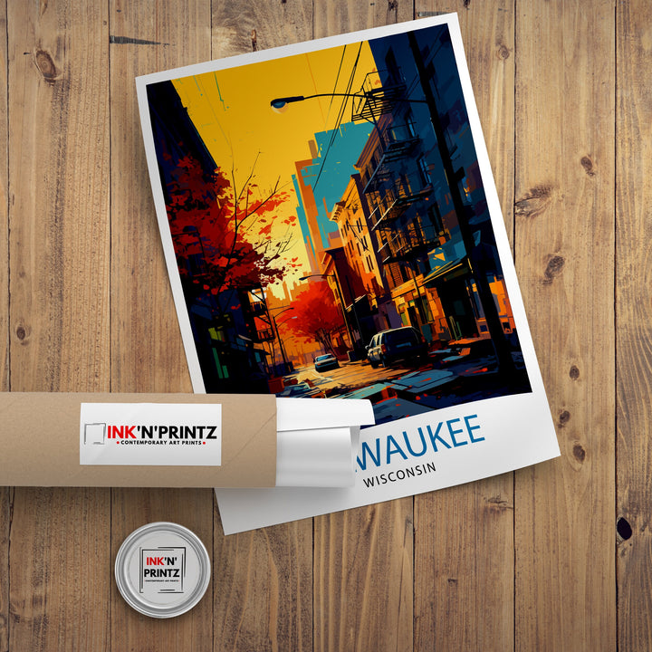Milwaukee Wisconsin Travel Print| Milwaukee Wall Decor Milwaukee Poster USA Travel Prints Milwaukee Art Print Milwaukee Illustration