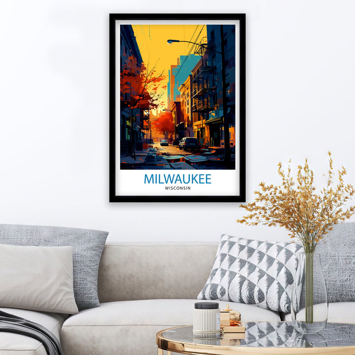 Milwaukee Wisconsin Travel Print| Milwaukee Wall Decor Milwaukee Poster USA Travel Prints Milwaukee Art Print Milwaukee Illustration