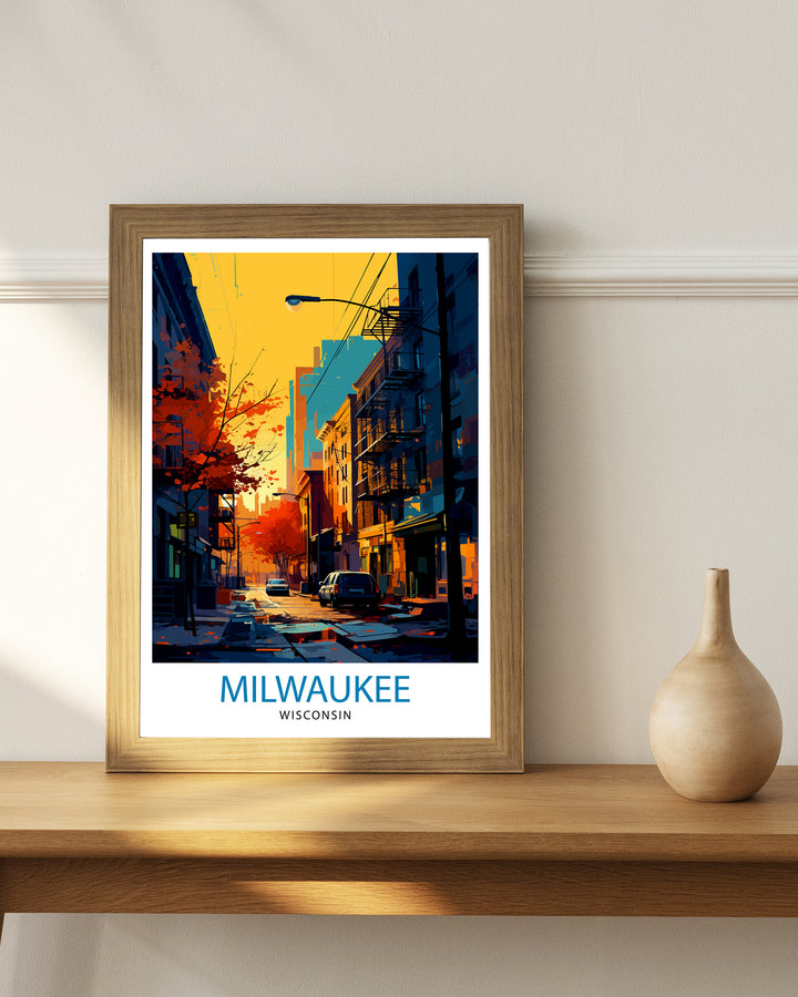 Milwaukee Wisconsin Travel Print| Milwaukee Wall Decor Milwaukee Poster USA Travel Prints Milwaukee Art Print Milwaukee Illustration
