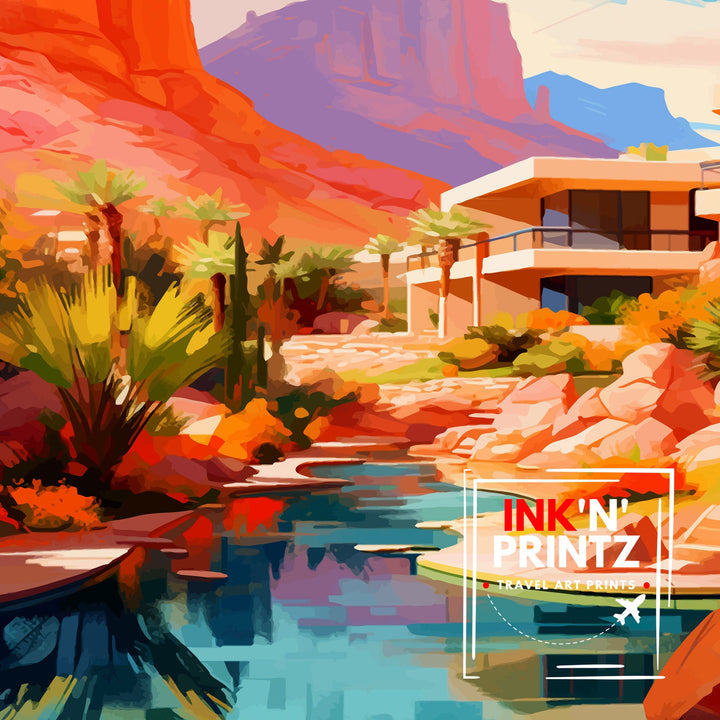 Scottsdale Arizona Travel Poster Scottsdale Wall Art Arizona Desert Print Southwest Travel Decor Scottsdale Illustration Arizona Art Print