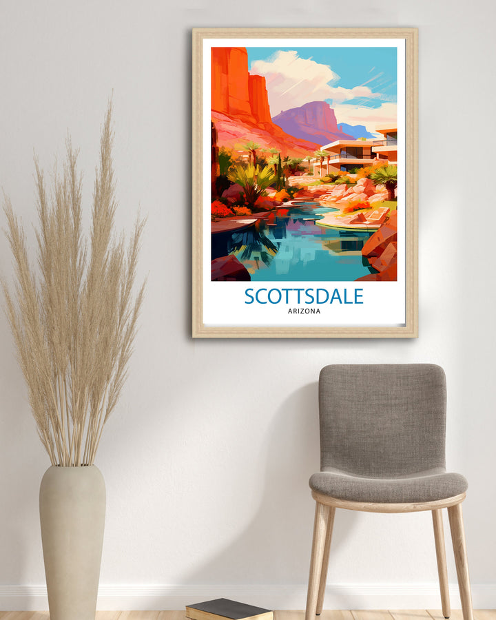 Scottsdale Arizona Travel Poster Scottsdale Wall Art Arizona Desert Print Southwest Travel Decor Scottsdale Illustration Arizona Art Print