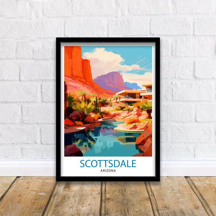 Scottsdale Arizona Travel Poster Scottsdale Wall Art Arizona Desert Print Southwest Travel Decor Scottsdale Illustration Arizona Art Print