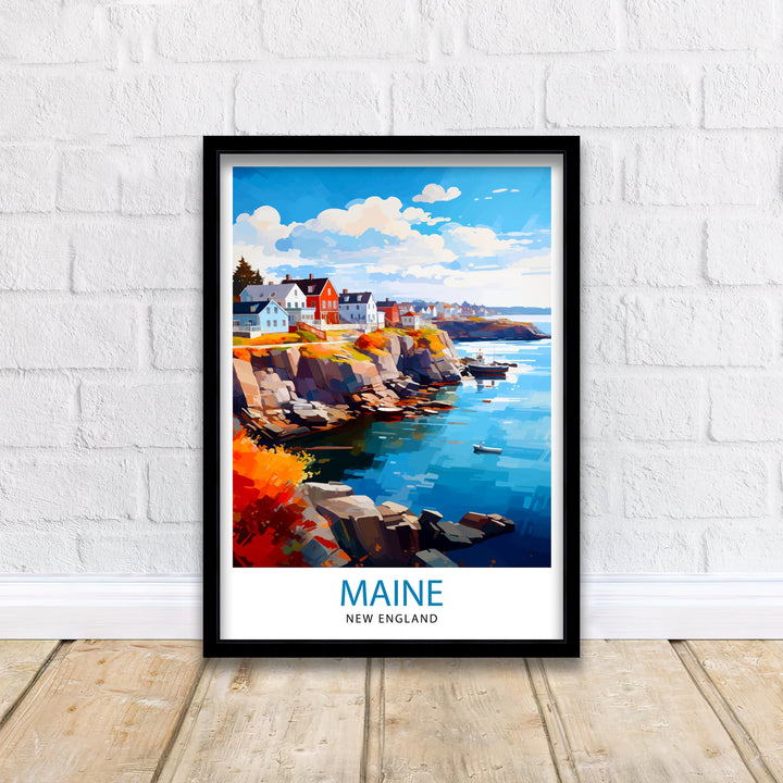 Maine New England Travel Print| Maine Wall Decor Maine Poster USA Travel Prints Maine Art Print Maine Illustration Maine Wall Art
