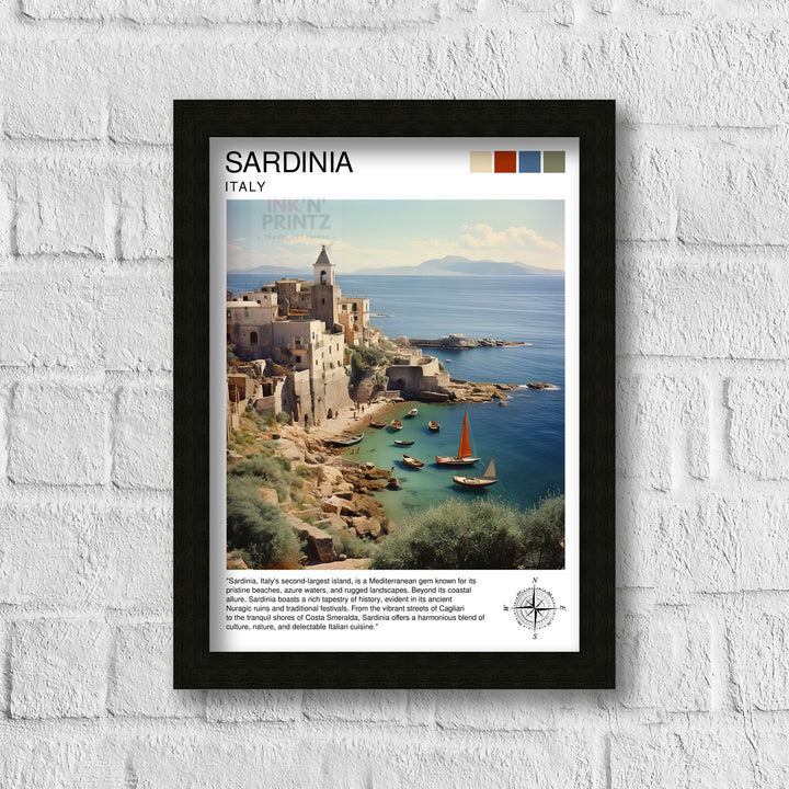 Sardinia Italy Travel Print Sardinia Wall Decor Sardinia Poster Italy Travel Prints Sardinia Art Print Sardinia Illustration Sardinia Wall
