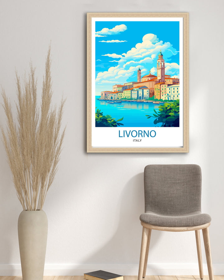 Livorno Italy Travel Print Livorno Wall Decor Livorno Poster Italy Travel Prints Livorno Art Print Livorno Illustration Livorno Wall Art
