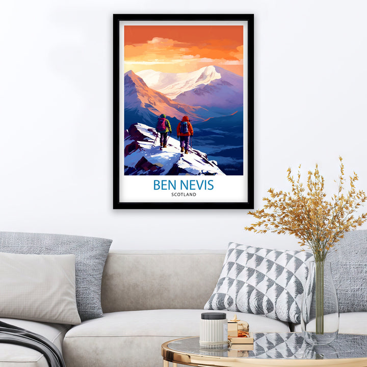 Ben Nevis Poster Scottish Mountain Decor Fort William Scotland Wall Art Ben Nevis Summit Poster Scottish Highlands Landscape Artwork Hiking