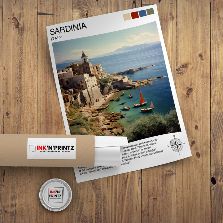 Sardinia Italy Travel Print Sardinia Wall Decor Sardinia Poster Italy Travel Prints Sardinia Art Print Sardinia Illustration Sardinia Wall