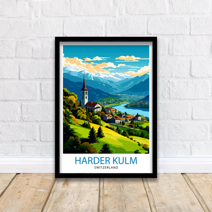 Harder Kulm Switzerland Print - Swiss Alps View Art - Interlaken Overlook Poster - Swiss Mountain Decor - Travel Souvenir - Alpine Scene