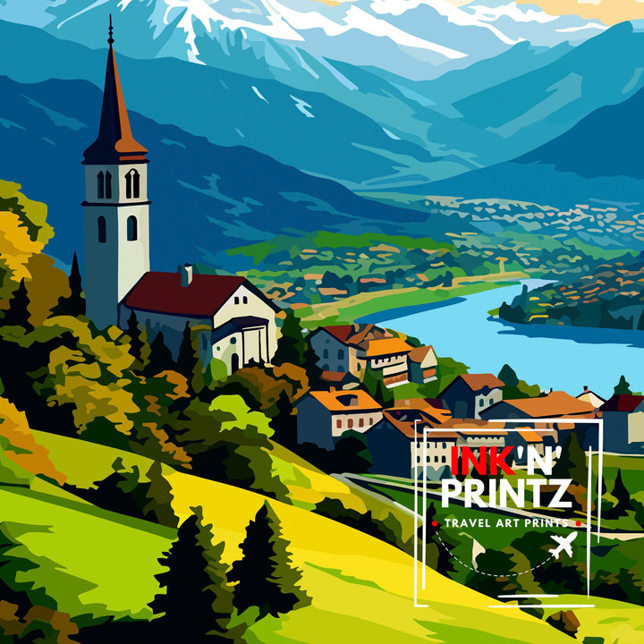 Harder Kulm Switzerland Print - Swiss Alps View Art - Interlaken Overlook Poster - Swiss Mountain Decor - Travel Souvenir - Alpine Scene