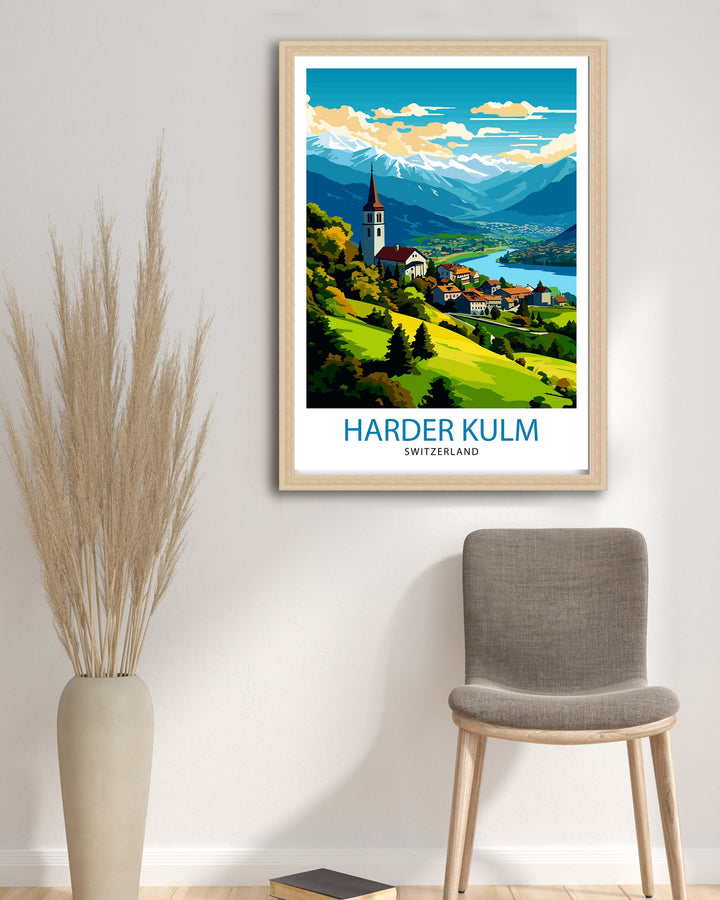 Harder Kulm Switzerland Print - Swiss Alps View Art - Interlaken Overlook Poster - Swiss Mountain Decor - Travel Souvenir - Alpine Scene