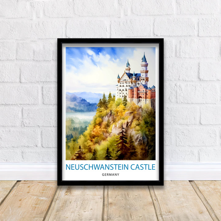 Neuschwanstein Castle Print Fairy Tale Castle Wall Art Bavaria Germany Poster Neuschwanstein Decor Romantic Road Travel German Castle