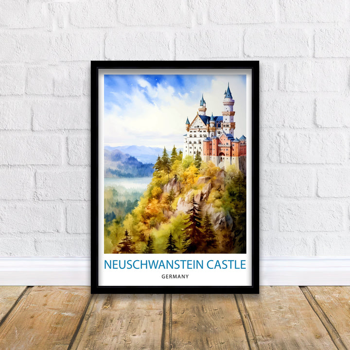 Neuschwanstein Castle Print Fairy Tale Castle Wall Art Bavaria Germany Poster Neuschwanstein Decor Romantic Road Travel German Castle