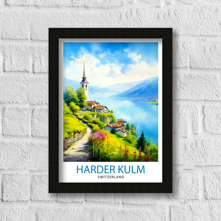 Harder Kulm Switzerland Print - Swiss Alps View Art - Interlaken Overlook Poster - Swiss Mountain Decor - Travel Souvenir - Alpine Scene