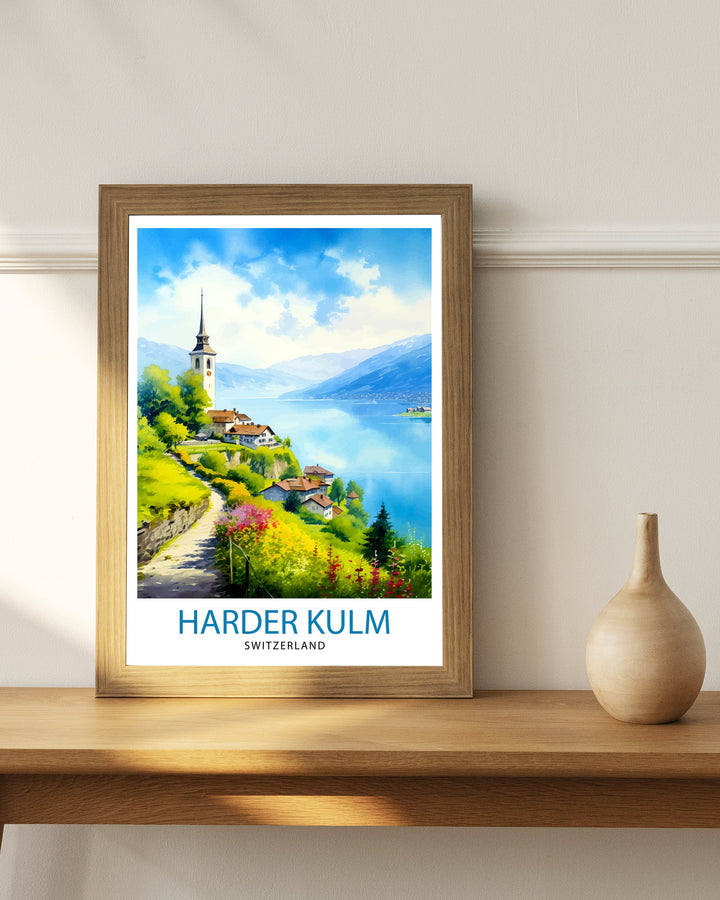 Harder Kulm Switzerland Print - Swiss Alps View Art - Interlaken Overlook Poster - Swiss Mountain Decor - Travel Souvenir - Alpine Scene