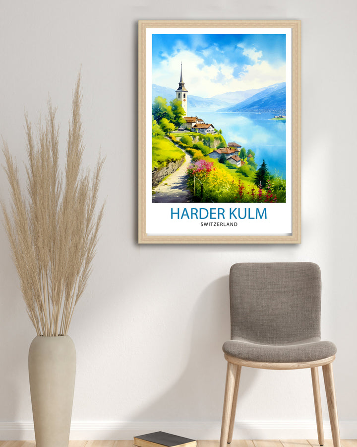 Harder Kulm Switzerland Print - Swiss Alps View Art - Interlaken Overlook Poster - Swiss Mountain Decor - Travel Souvenir - Alpine Scene
