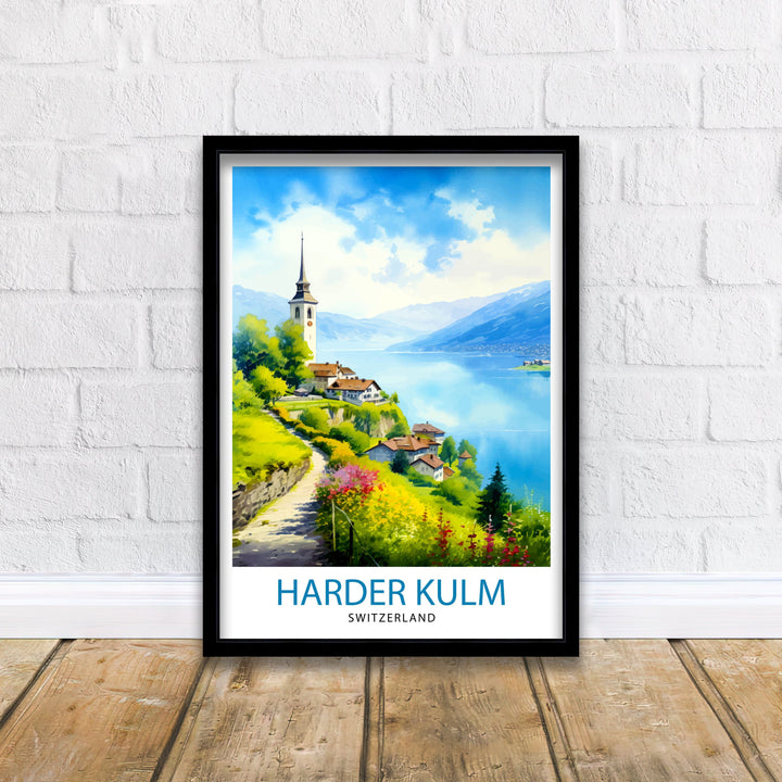 Harder Kulm Switzerland Print - Swiss Alps View Art - Interlaken Overlook Poster - Swiss Mountain Decor - Travel Souvenir - Alpine Scene
