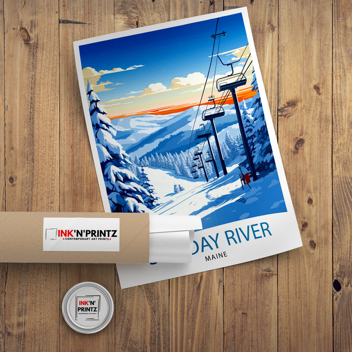 Sunday River Maine Ski Poster Winter Resort Wall Art Maine Ski Poster Sunday River