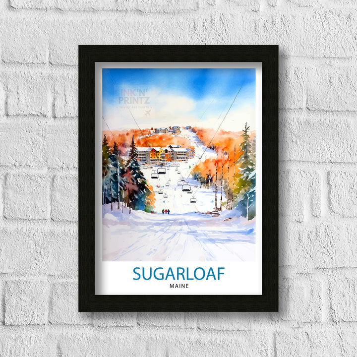 Sugarloaf Maine Ski Resort Print - Maine Ski Wall Art - Sugarloaf Mountain Decor - Skiing Poster - Winter Landscape Art - Ski Lover Gift