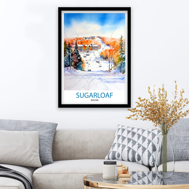 Sugarloaf Maine Ski Resort Print - Maine Ski Wall Art - Sugarloaf Mountain Decor - Skiing Poster - Winter Landscape Art - Ski Lover Gift