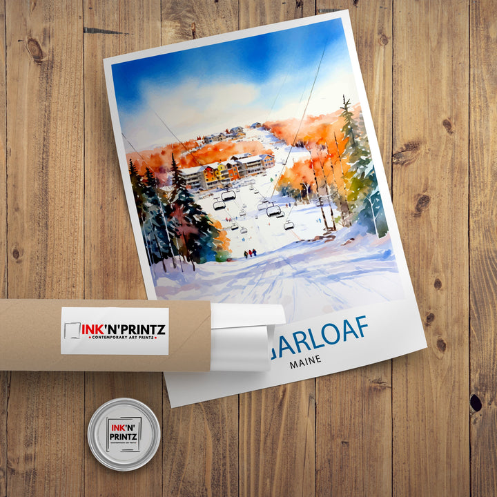 Sugarloaf Maine Ski Resort Print - Maine Ski Wall Art - Sugarloaf Mountain Decor - Skiing Poster - Winter Landscape Art - Ski Lover Gift