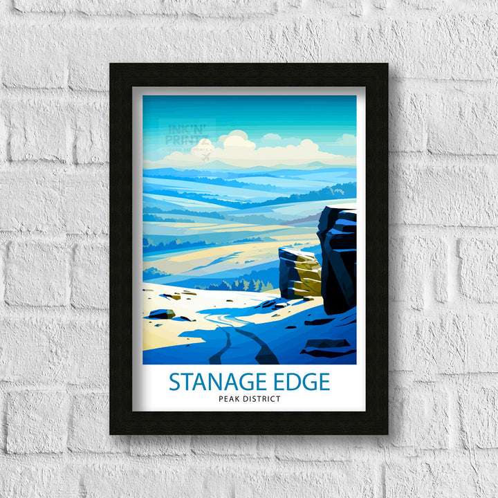 Stanage Edge Print Peak District Art Climbing Wall Decor England Landscape Poster Hiking Travel Gift British Nature Wall Art