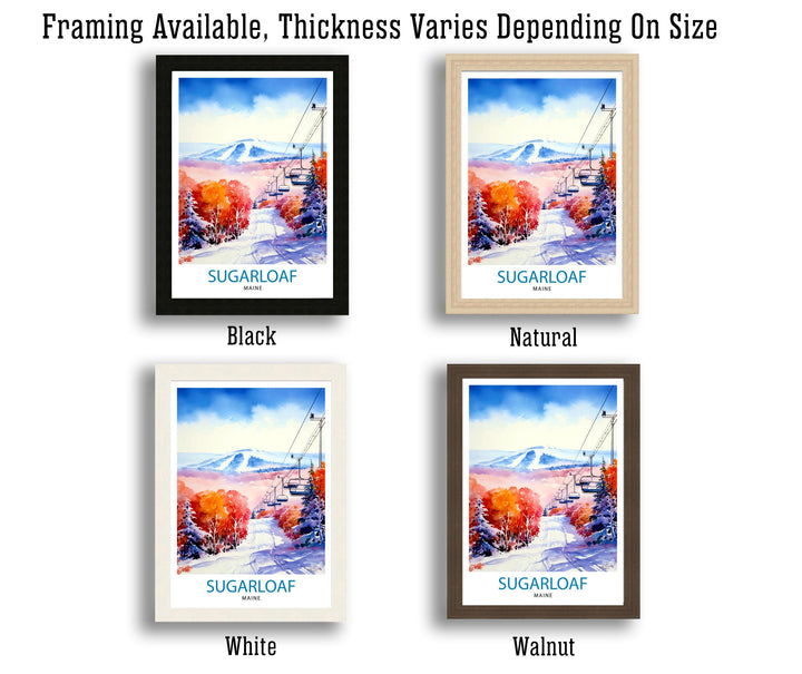 Sugarloaf Maine Ski Resort Poster - Maine Ski Wall Art - Sugarloaf Mountain Decor - Skiing Poster - Winter Landscape Art - Ski Lover Gift