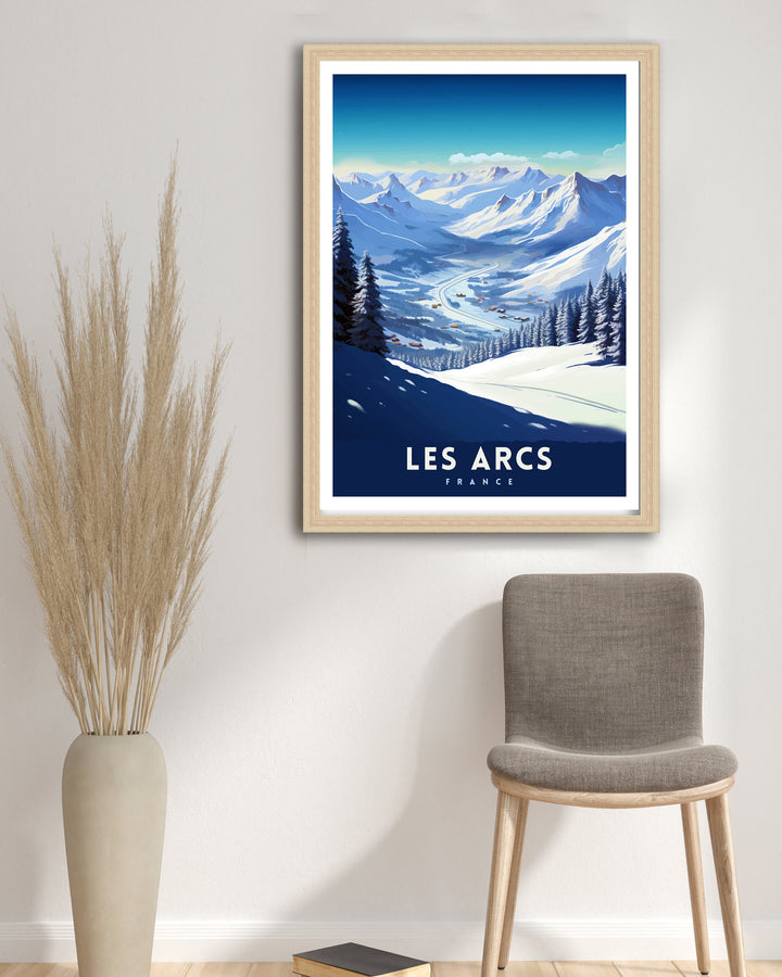 Les Arcs France Poster Les Arcs Decor Les Arcs Poster Les Arcs Art Les Arcs Wall Art Gift for Ski Lovers Les Arcs Home Decor