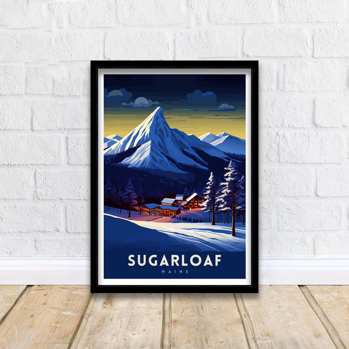 Sugarloaf Maine Ski Resort Print Maine Ski Wall Art Sugarloaf Mountain Decor Skiing Poster Winter Landscape Art Ski Lover Gift