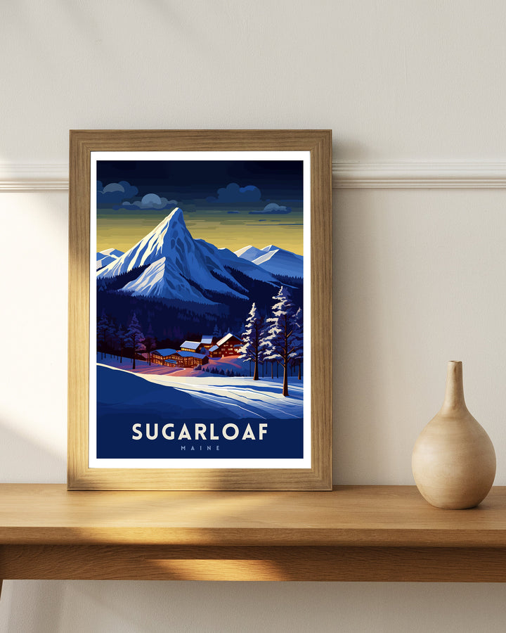 Sugarloaf Maine Ski Resort Print Maine Ski Wall Art Sugarloaf Mountain Decor Skiing Poster Winter Landscape Art Ski Lover Gift