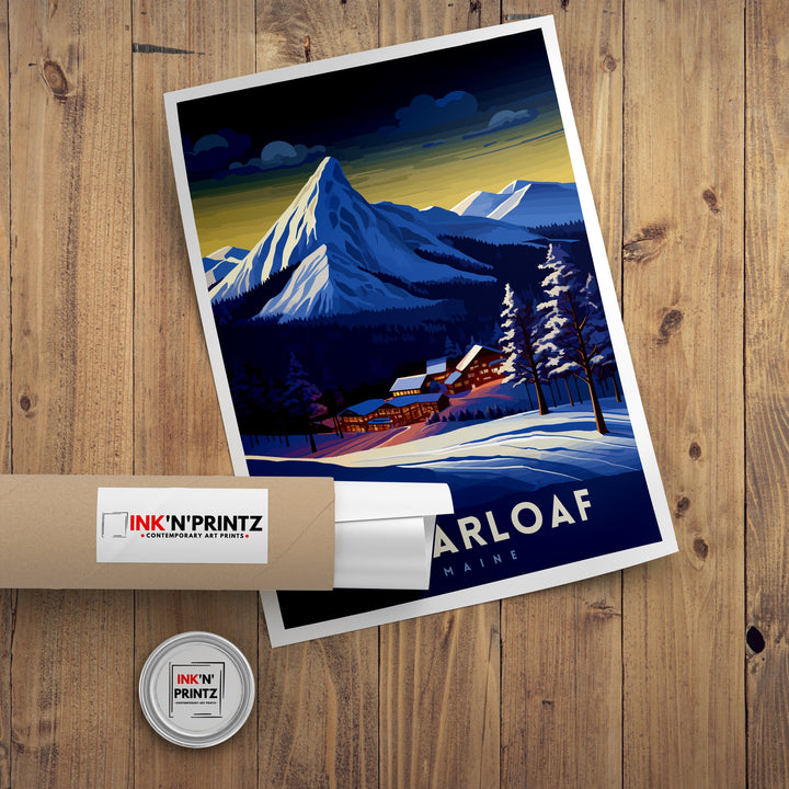 Sugarloaf Maine Ski Resort Print Maine Ski Wall Art Sugarloaf Mountain Decor Skiing Poster Winter Landscape Art Ski Lover Gift