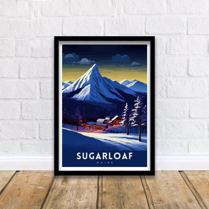 Sugarloaf Maine Ski Resort Print Maine Ski Wall Art Sugarloaf Mountain Decor Skiing Poster Winter Landscape Art Ski Lover Gift