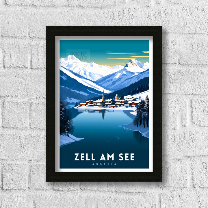 Zell am See Austria Travel Print Austrian Lakeside Scenery Poster Zell am See Wall Art Alpine Village Decor Ski Destination Gift