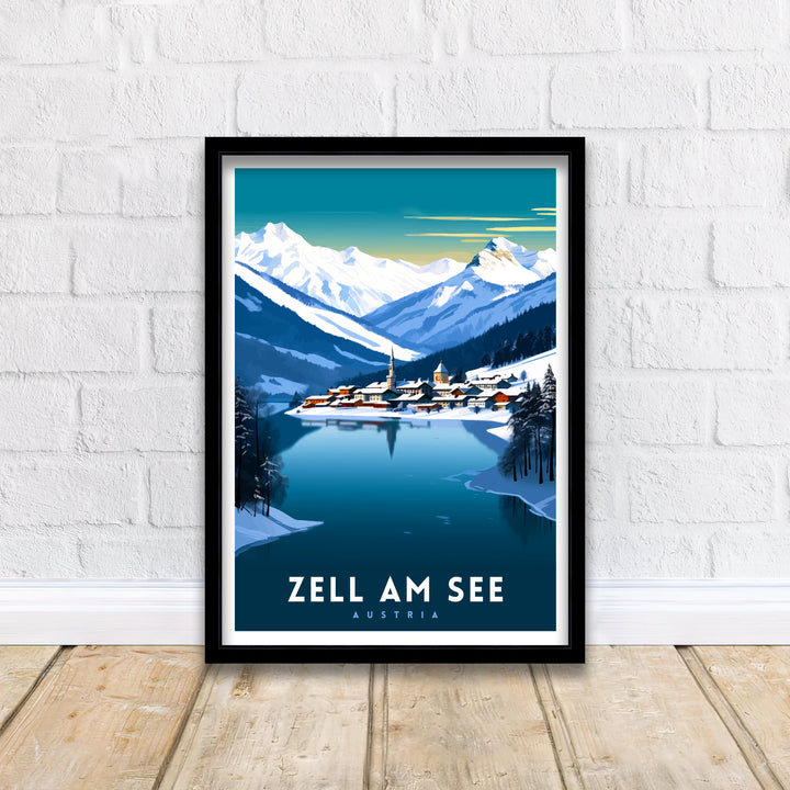 Zell am See Austria Travel Print Austrian Lakeside Scenery Poster Zell am See Wall Art Alpine Village Decor Ski Destination Gift