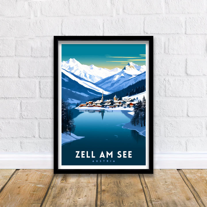 Zell am See Austria Travel Print Austrian Lakeside Scenery Poster Zell am See Wall Art Alpine Village Decor Ski Destination Gift