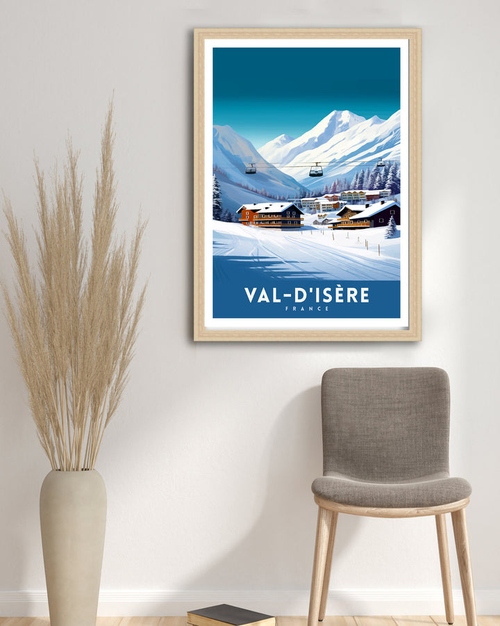 Val d Isere Travel Print French Ski Paradise Wall Decor Val dIsere Poster Alpine Resort France Snow Landscape Art Ski Lovers Gift Idea