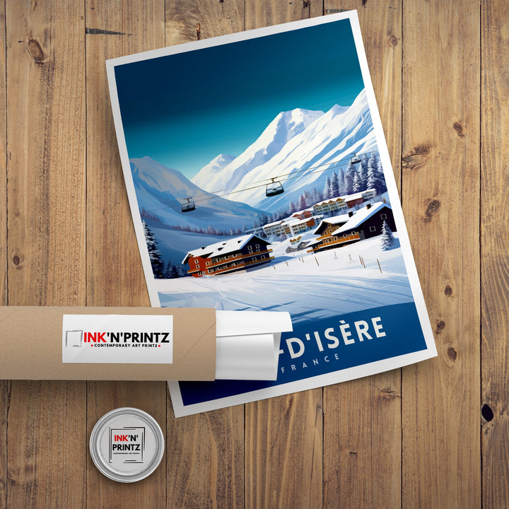 Val d Isere Travel Print French Ski Paradise Wall Decor Val dIsere Poster Alpine Resort France Snow Landscape Art Ski Lovers Gift Idea