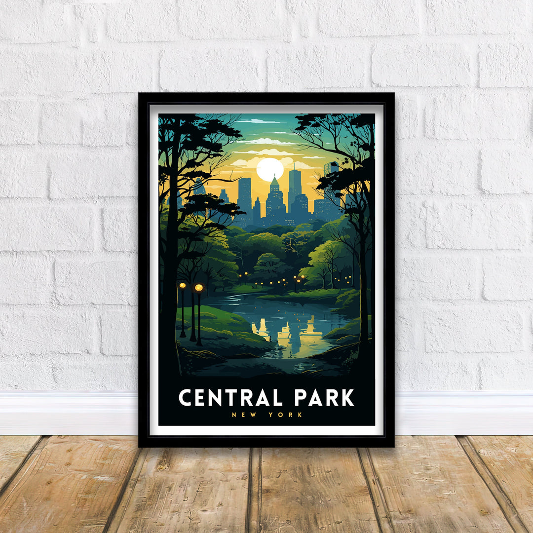Central Park New York Travel Poster