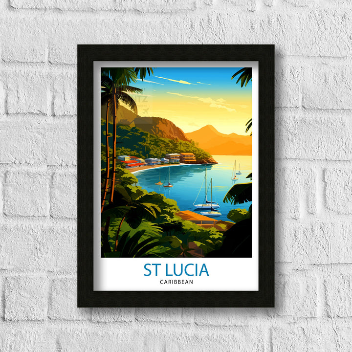 St Lucia Travel Print | Caribbean | St Lucia Print | St Lucia Art | St Lucia Poster | Saint Lucia Print | St Lucia Wall Art | Saint Lucia