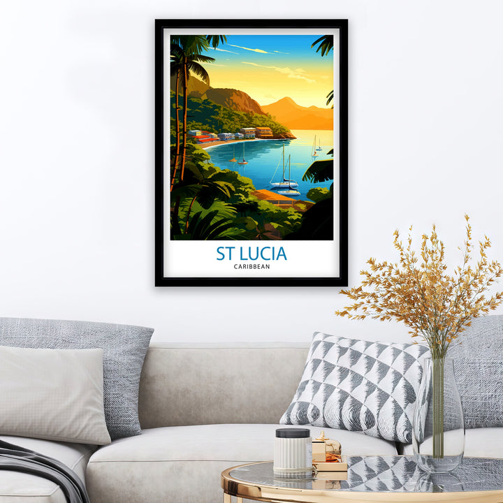 St Lucia Travel Print | Caribbean | St Lucia Print | St Lucia Art | St Lucia Poster | Saint Lucia Print | St Lucia Wall Art | Saint Lucia