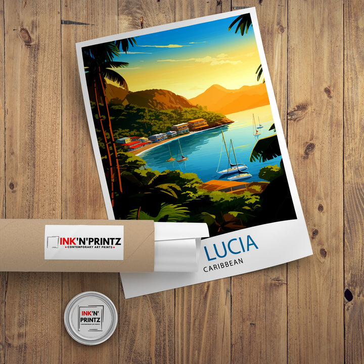 St Lucia Travel Print | Caribbean | St Lucia Print | St Lucia Art | St Lucia Poster | Saint Lucia Print | St Lucia Wall Art | Saint Lucia