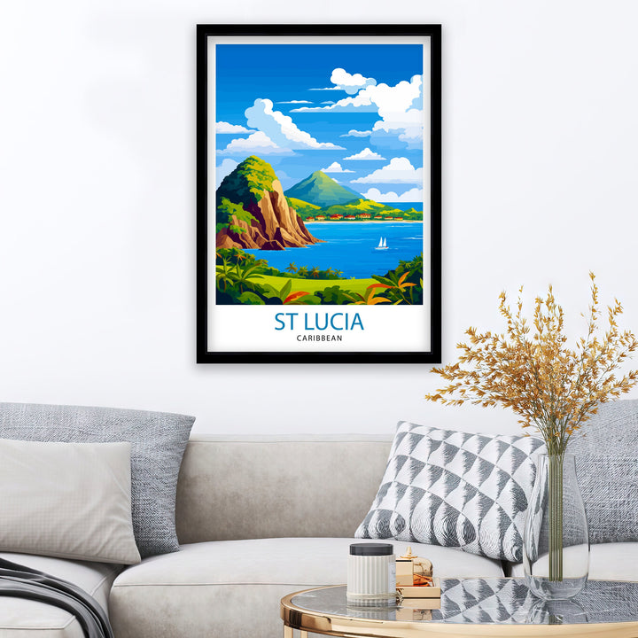 St Lucia Travel Print | Caribbean | St Lucia Print | St Lucia Art | St Lucia Poster | Saint Lucia Print | St Lucia Wall Art | Saint Lucia