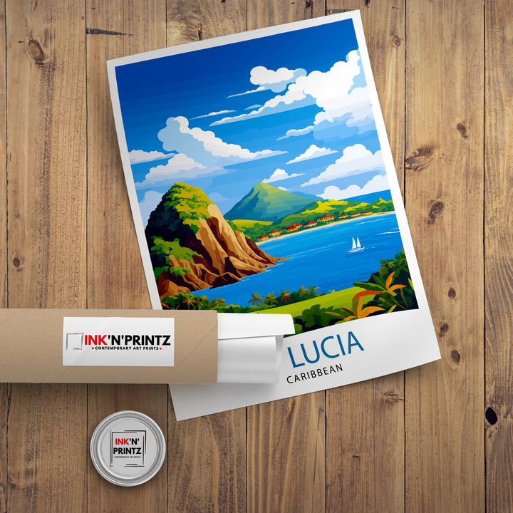 St Lucia Travel Print | Caribbean | St Lucia Print | St Lucia Art | St Lucia Poster | Saint Lucia Print | St Lucia Wall Art | Saint Lucia