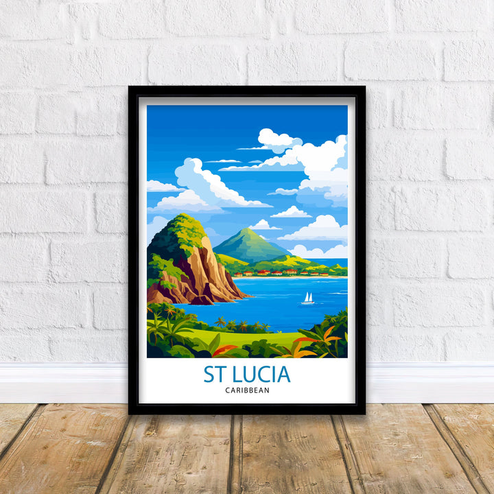 St Lucia Travel Print | Caribbean | St Lucia Print | St Lucia Art | St Lucia Poster | Saint Lucia Print | St Lucia Wall Art | Saint Lucia