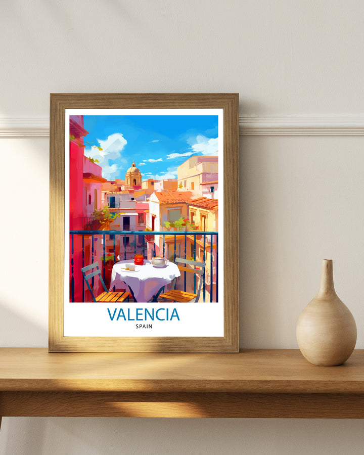 Valencia Spain Print Vibrant Cityscape Art Valencia Beach Poster Spanish Architecture Wall Art Turia Gardens Decor Mediterranean Travel Gift